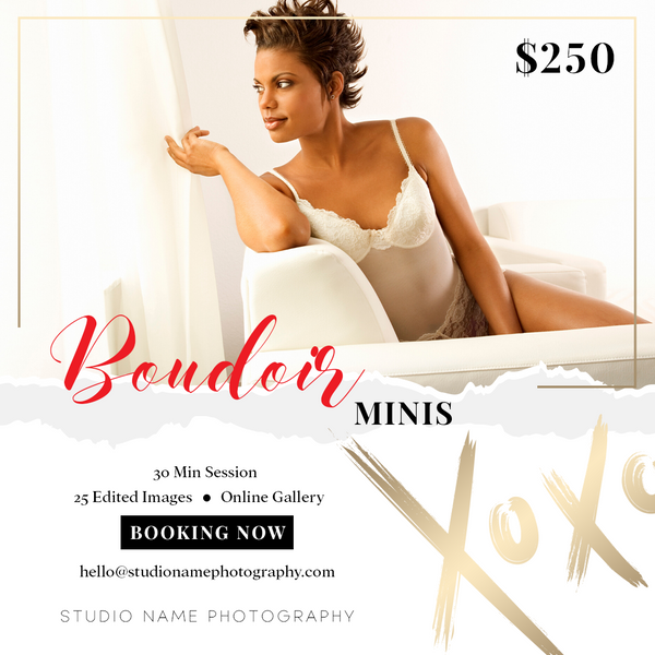 Boudoir Photography Marketing Templates Bundle for Photographers | Mini Session Templates for Boudoir Photographers