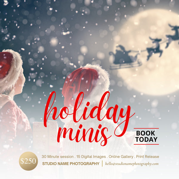 Holiday, Christmas Mini Session Marketing Template Bundle for CANVA