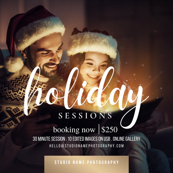 Holiday, Christmas Mini Session Marketing Template Bundle for CANVA