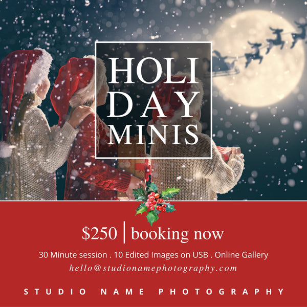Holiday, Christmas Mini Session Marketing Template Bundle for CANVA
