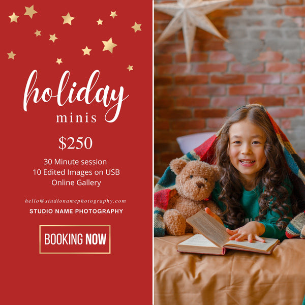 Holiday, Christmas Mini Session Marketing Template Bundle for CANVA