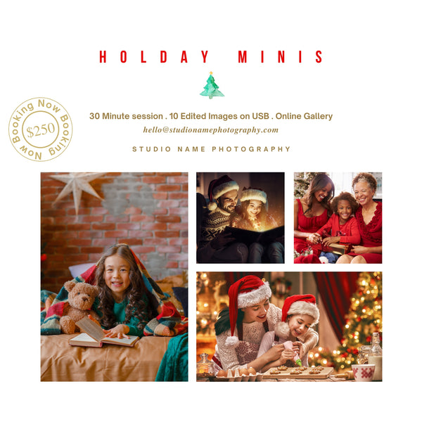 Holiday, Christmas Mini Session Marketing Template Bundle for CANVA