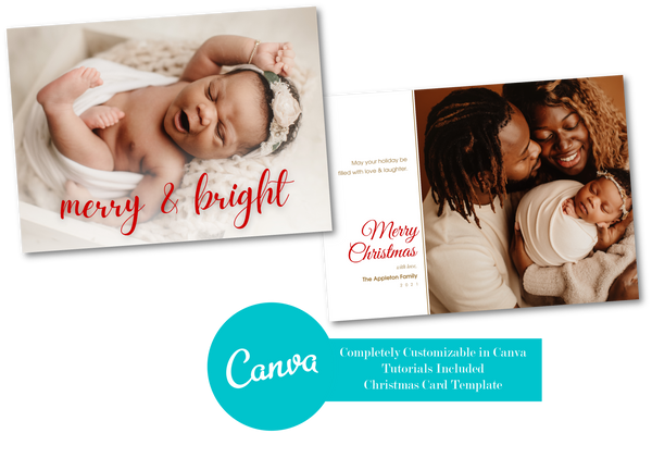 Canva Christmas Card Template Bundle, Holiday Card Template Bundle