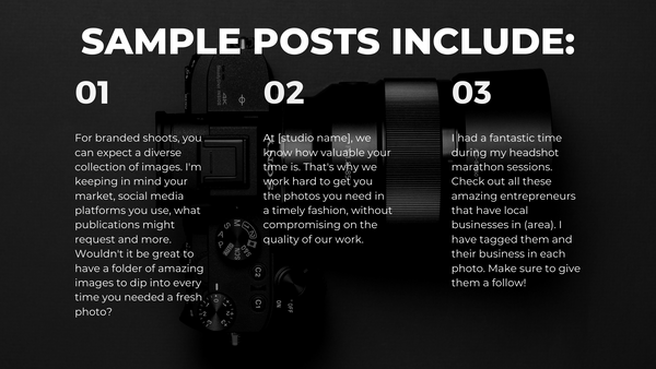 Personal Branding & Headshot Photography Social Media Content *Copy-Paste-Post* - 365 Posts Already done for you!