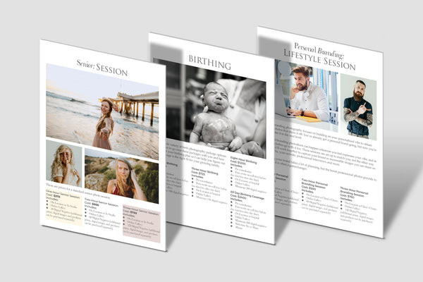 66 Prewritten Photographer Pricing Template Pages
