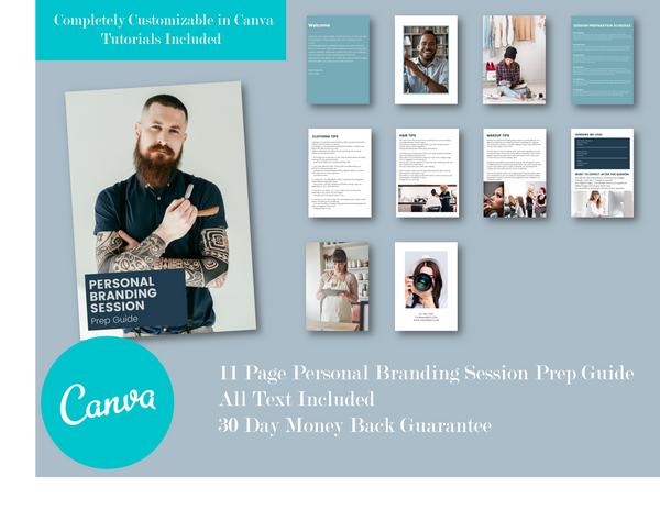 Version 3: Personal Branding Photography Client Guide for CANVA | Session Prep Guide