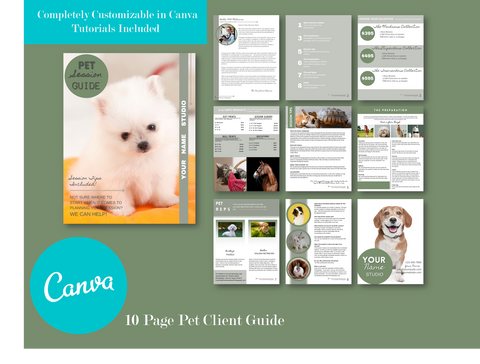 Pet Client Guide Template For Canva, Pet Welcome Packet, Pet Photography Magazine