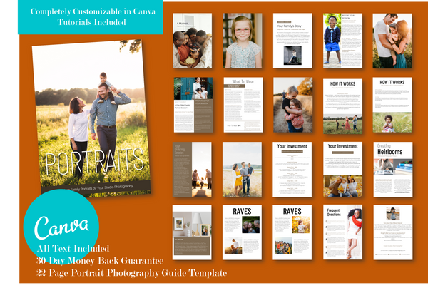 Portrait Photographer Client Welcome Guide Studio Magazine for CANVA, Family Photography Client Guide for CANVA, Magazine Template, FV 1308