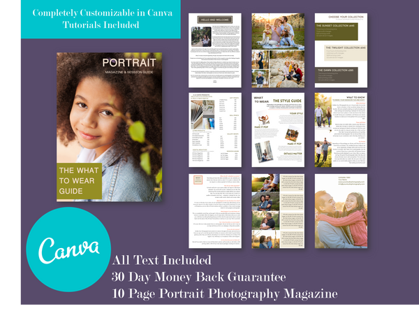 Portrait Photography Marketing Magazine Template for CANVA, Family Pho ...