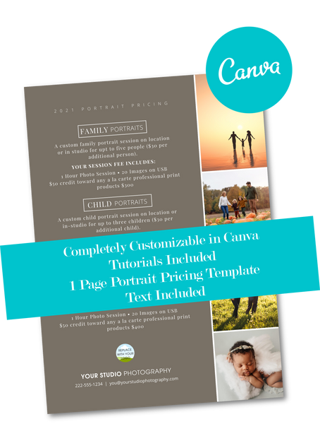 Photography Pricing Template Bundle, Canva Price List for Photographers, Pricing Guide, Portrait Price Sheet, Wedding Pricing, Newborn Pricing