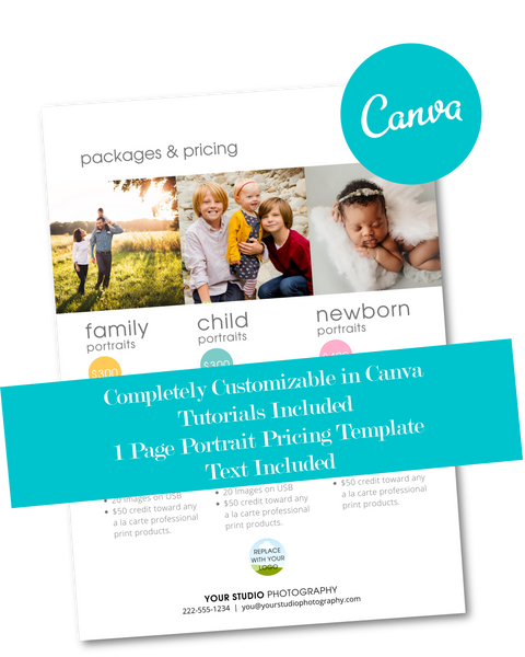 Photography Pricing Template Bundle, Canva Price List for Photographers, Pricing Guide, Portrait Price Sheet, Wedding Pricing, Newborn Pricing