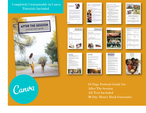 PORTRAIT PHOTOGRAPHY MARKETING MAGAZINE TEMPLATE FOR CANVA, FAMILY PHOTOGRAPHY CLIENT GUIDE, WELCOME PACKET, FAMILY PHOTOGRAPHER, AFTER THE SESSION