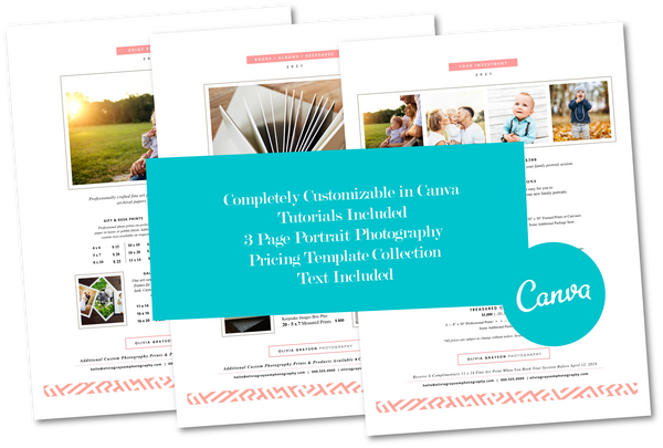 Photography Pricing Template Bundle, Canva Price List for Photographers, Pricing Guide, Portrait Price Sheet, Wedding Pricing, Newborn Pricing