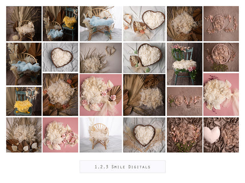 BOHO Digital Backdrops For Newborn Photography