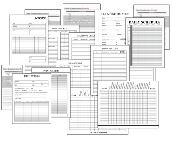 Order Forms for Photographers | Print & Go Organization Sheets for Photographers