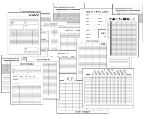 Order Forms for Photographers | Print & Go Organization Sheets for Photographers