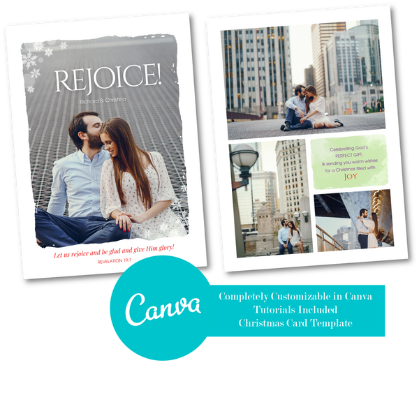 Canva Christmas Card Template Bundle, Holiday Card Template Bundle