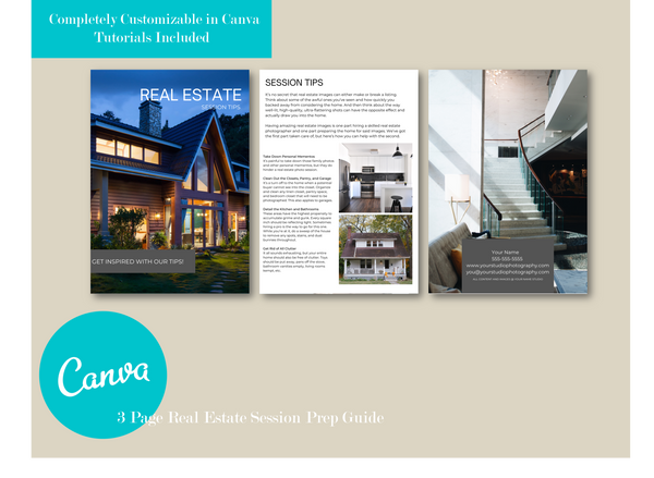 Real Estate Photography Session Prep Guide for CANVA, Real Estate Client Guide