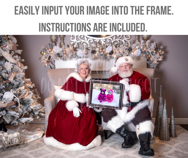Mr. and Mrs. Santa Claus Photo Frame Digital Backdrop/Background