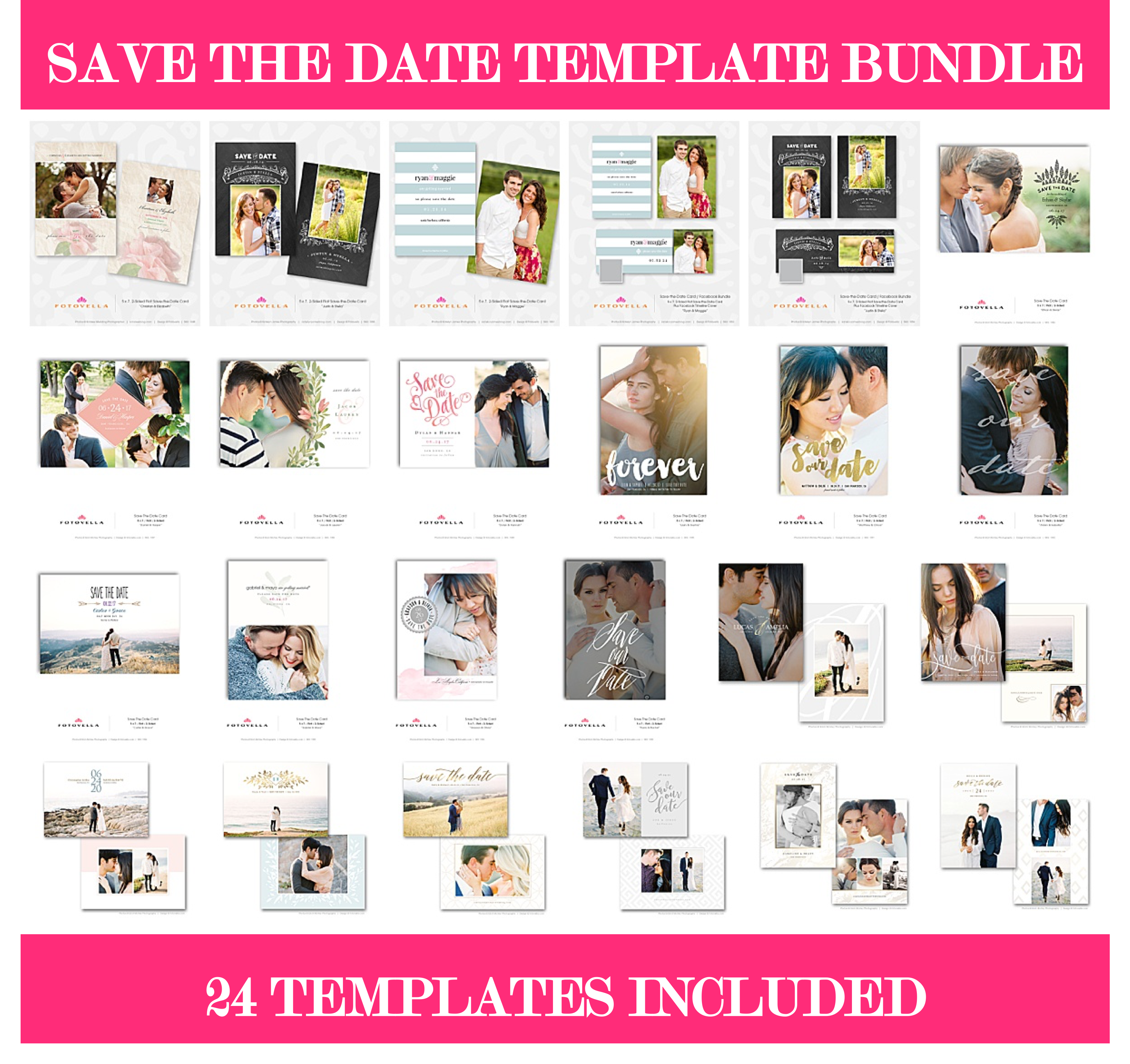 24 Save the Date Template Bundle for Photographers, PSD