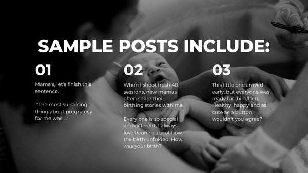 Birth Photography & Fresh 48: Social Media Content *Copy-Paste-Post* - 365 Posts Already done for you!