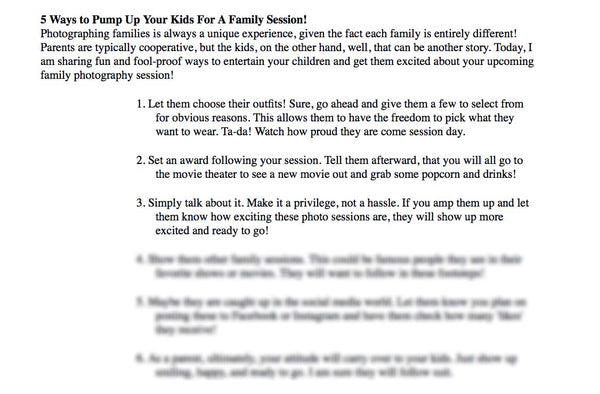 Prewritten Photography Content, Text For Your Photography Website, About Me Sections, Blogs, Emails + More!