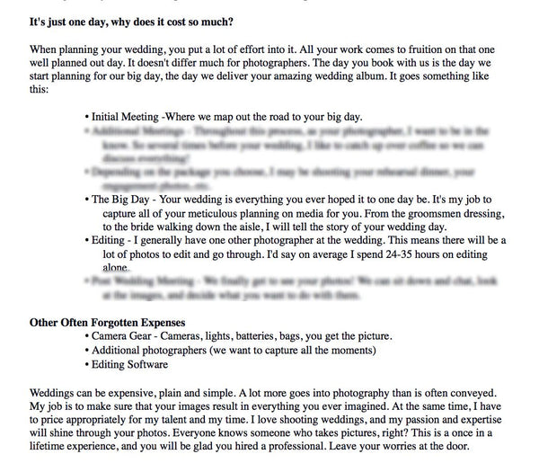 Prewritten Photography Content, Text For Your Photography Website, About Me Sections, Blogs, Emails + More!