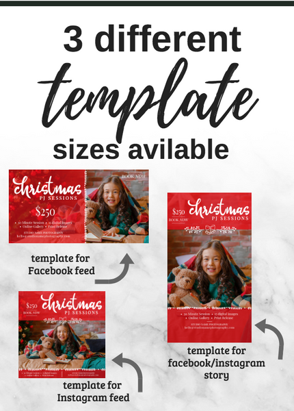 GIANT BUNDLE: 50 Christmas Mini Session Marketing Template Bundle for Photographers, Holiday Templates, Photoshop Marketing Templates