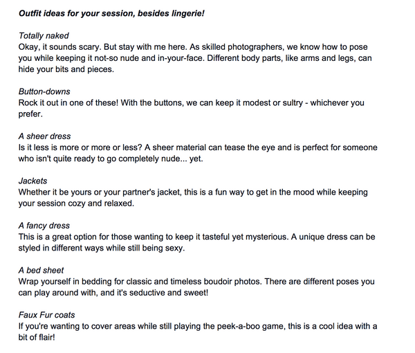 Boudoir Photography Prewritten Content Bundle: Prewritten Text for your Website, Newsletter, Emails + Blog!