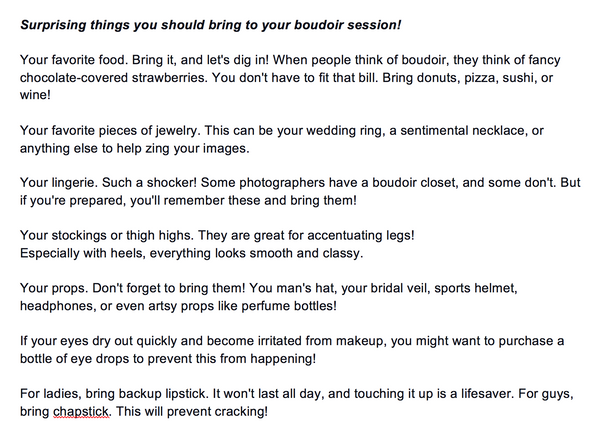 Boudoir Photography Prewritten Content Bundle: Prewritten Text for your Website, Newsletter, Emails + Blog!