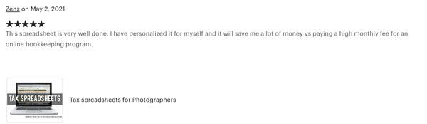 Tax Spreadsheets for Photographers