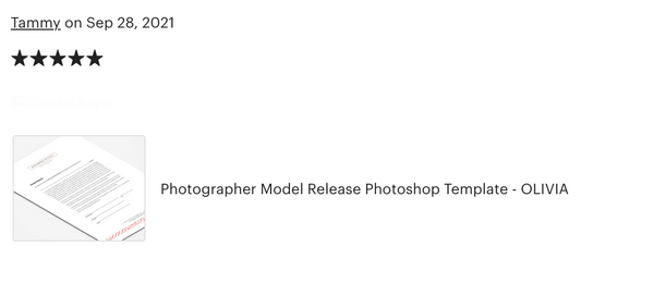 Photographer Model Release Photoshop Template - OLIVIA - 1630