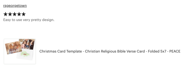 Christmas Card Template - Christian Religious Bible Verse Card - Folded 5x7 - PEACE - 1337