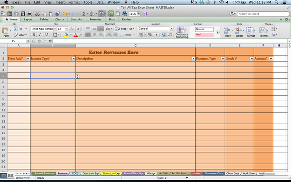 Tax Spreadsheets for Photographers