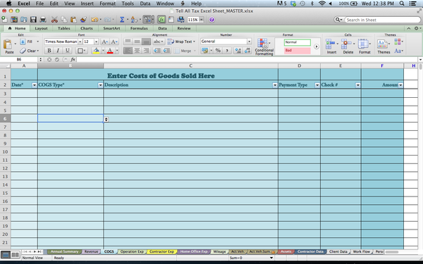 Tax Spreadsheets for Photographers