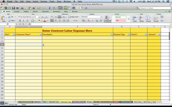Tax Spreadsheets for Photographers