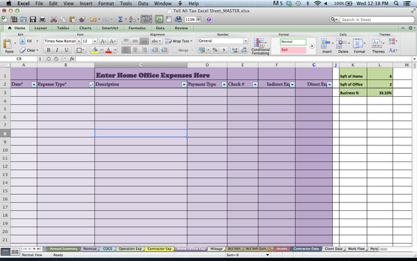 Tax Spreadsheets for Photographers