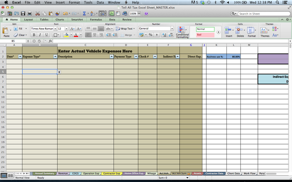 Tax Spreadsheets for Photographers