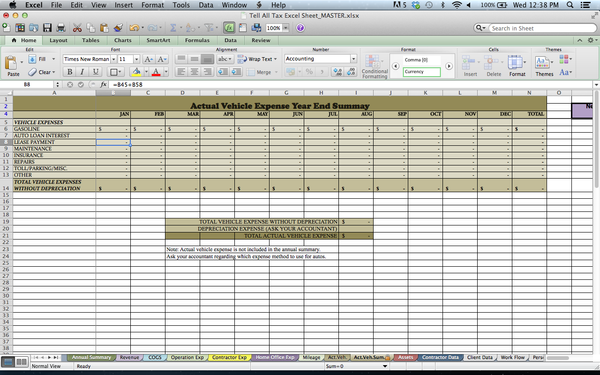 Tax Spreadsheets for Photographers
