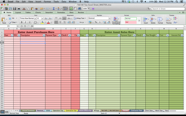 Tax Spreadsheets for Photographers