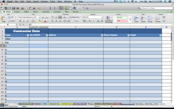 Tax Spreadsheets for Photographers