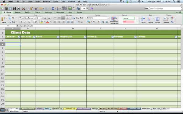 Tax Spreadsheets for Photographers