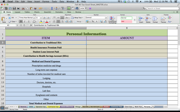 Tax Spreadsheets for Photographers