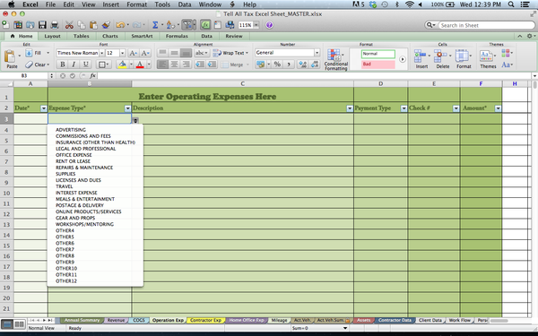 Tax Spreadsheets for Photographers