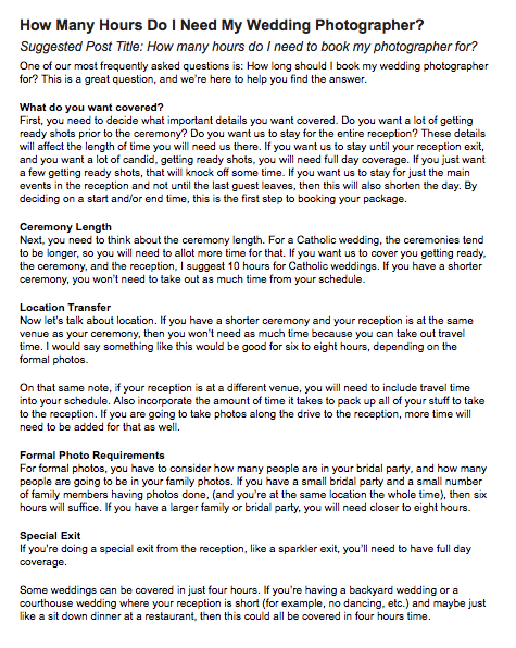 Newsletter & Blog Content Articles for Photographers