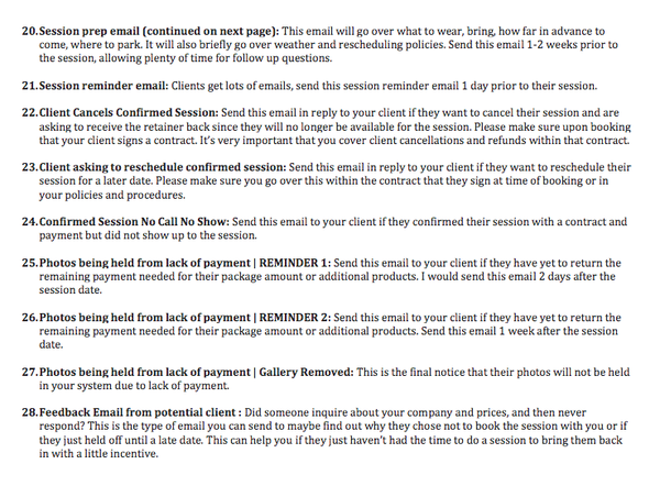 270 Workflow Emails for Photographers