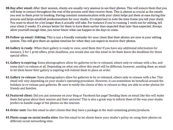 270 Workflow Emails for Photographers