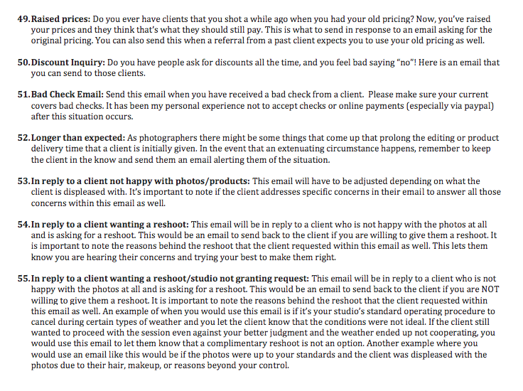 75 Prewritten Photography Email Templates | Photographer Workflow