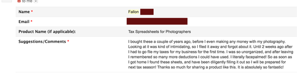 Tax Spreadsheets for Photographers