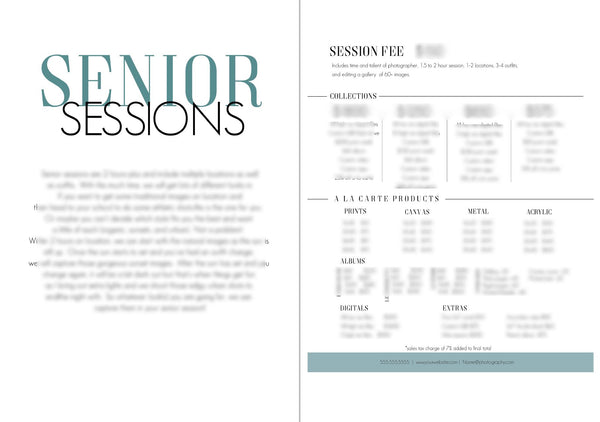 2019-20 Senior Session Welcome Packet Template Design by Devoted Imagery